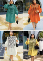 Plus Size African Women Pleated Beaded Dress