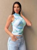 Women Spring and Summer Gradient Printed Sleeveless Top