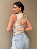 Women Spring and Summer Gradient Printed Sleeveless Top