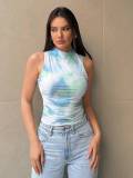 Women Spring and Summer Gradient Printed Sleeveless Top