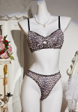 Sexy Lingerie Leopard Bra and Thong Two-Piece Set