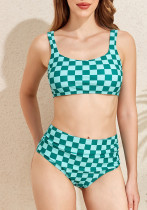 Checkered High-Waist Bikini Two-Piece Sport Swimsuit Checkered High-Waist Bikini Two-Piece Sport Swimsuit