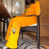 Women's Fashion Print Casual Two Piece Tracksuit Set