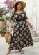 Spring Square Neck Print Plus Size Short-Sleeve Dress