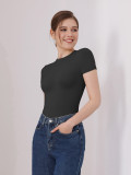 Women's Short-Sleeve Tight-Fit Solid Color Bodysuit Outdoor Wear