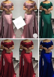 Solid Color Sexy Low-Back Slim Asymmetrical Long Dress