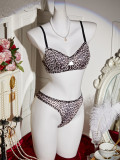 Sexy Lingerie Leopard Bra and Thong Two-Piece Set