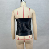 Summer Women's PU Leather Strapless Tight-Fit Sexy Vest