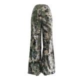 Summer Camouflage Print High-Waist Loose Cargo Pants