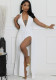 Summer Sexy Tie Halter V-Neck Backless Slit Long Dress