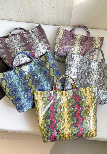Women Trendy Tote Spring Handbag Snakeskin Shoulder Bag