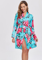 Women Printed Long Sleeve Lace Dress