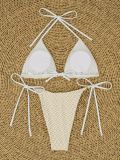 Halter Neck Triangle Bikini Tie-Back Low-Back Print Swimsuit