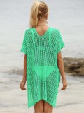 Women Bikini Cover-up Lace Butterfly Patchwork Hollow Lace-Up Beach Dress