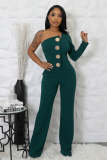 Women Sexy One Shoulder Long Sleeve Jumpsuits