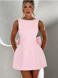 Women Summer Pearl Edge Backless Dress