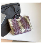 Women Trendy Tote Spring Handbag Snakeskin Shoulder Bag