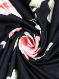 Spring & Autumn Women's Fashion Elegant Wrap V-Neck Half-Sleeve Print Belt Maxi Dress