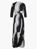 Spring Summer & Autumn Women's Fashion Elegant V-Neck Half-Sleeve Casual Long Dress