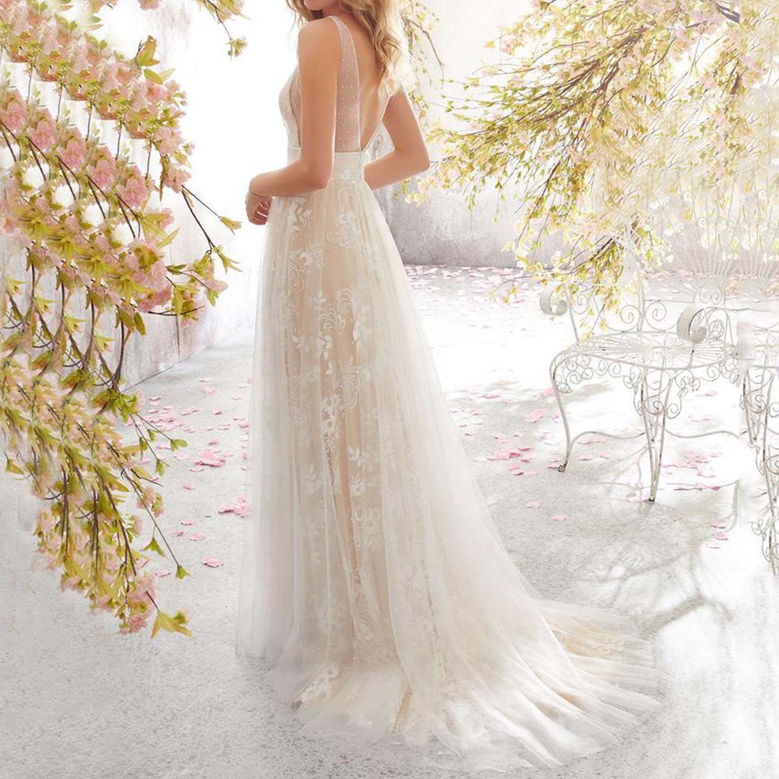 Women's Elegant Sheer Mesh Ball Gown Sexy Sleeveless Evening Dress(Processing time need 3-6 days)