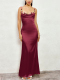 Summer Sexy Strap Low Back Lace-Up Embroidered Long Dress