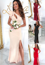 Sexy Slash-Shoulder Slit Long Dress