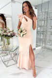 Sexy Slash-Shoulder Slit Long Dress