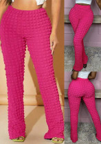 Women's Casual Bubble Fabric Elastic Waist Tight-Fitting Pants