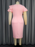 Asymmetric Neckline Ruffle Elegant Bodycon Party Dress