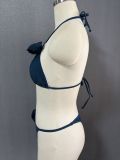 Sexy Solid color Flower Two-Piece Bikini Swimsuit