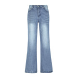 High Waist Loose Wide-Leg Women's Denim Pants