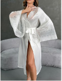 Satin Robe Lace Long-Sleeve Sleepwear for Women