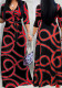 Spring & Autumn Women's Fashion Elegant Wrap V-Neck Half-Sleeve Print Belt Maxi Dress