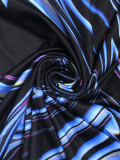 Spring & Autumn Women's Fashion Elegant Wrap V-Neck Half-Sleeve Print Belt Maxi Dress