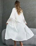 Satin Robe Lace Long-Sleeve Sleepwear for Women
