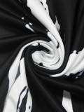 Spring & Autumn Women's Fashion Elegant Wrap V-Neck Half-Sleeve Print Belt Maxi Dress