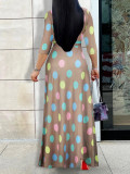 Spring Summer & Autumn Women's Fashion Elegant V-Neck Half-Sleeve Casual Long Dress