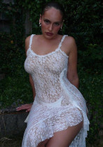 Spring Sexy Fashion Sheer Lace Slim Long Dress