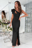Sexy Slash-Shoulder Slit Long Dress