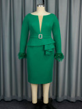 Plus Size Sheer Tight-Fitting Bodycon Formal Party Dress