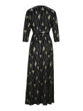 Spring & Autumn Women's Fashion Elegant Wrap V-Neck Half-Sleeve Print Belt Maxi Dress