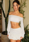 Spring Women's Fashion Sexy Crop Top Mini Skirt  Set