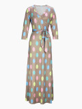 Spring Summer & Autumn Women's Fashion Elegant V-Neck Half-Sleeve Casual Long Dress