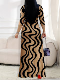 Spring & Autumn Women's Fashion Elegant Wrap V-Neck Half-Sleeve Print Belt Maxi Dress