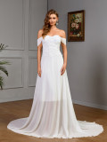 Summer Straps Lace Chiffon Patchwork Wedding Dress