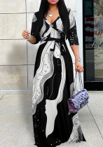 Spring Summer & Autumn Women's Fashion Elegant V-Neck Half-Sleeve Casual Long Dress