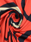 Spring & Autumn Women's Fashion Elegant Wrap V-Neck Half-Sleeve Print Belt Maxi Dress