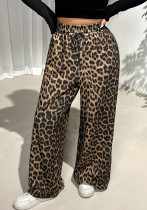 Street Casual Straight-Leg Wide Pants Fashion Leopard Print Plus Size Trousers