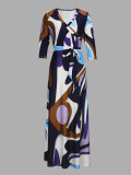 Spring Summer & Autumn Women's Fashion Elegant V-Neck Half-Sleeve Casual Long Dress