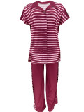 Fashion Casual Summer Short-Sleeve Striped Print Two-Piece Pants Set